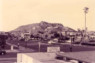 Downtown Tempe and Tempe Butte from Mill Avenue and 9th Street