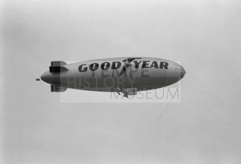 Goodyear Blimp flying over Arizona State University