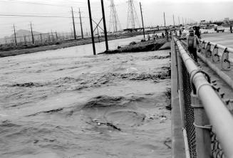 Salt River Flood, McClintock Bridge, Tempe, Arizona