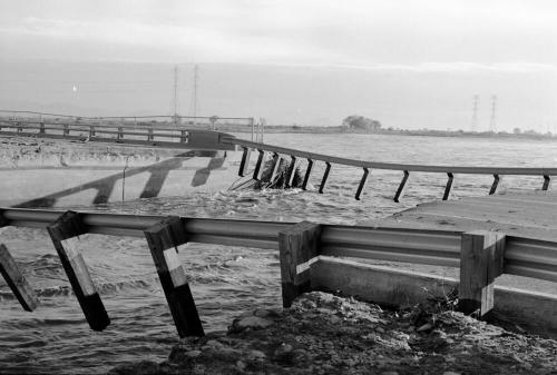 Salt River Flood,  damaged bridge, Tempe, Arizona