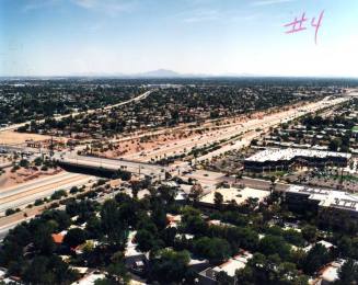 Aerial photo of Broadway & Price//River -- shoot from the northwest toward southeast