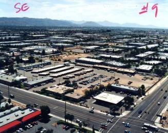 Aerial photo of University & Priest -- northwest toward southeast