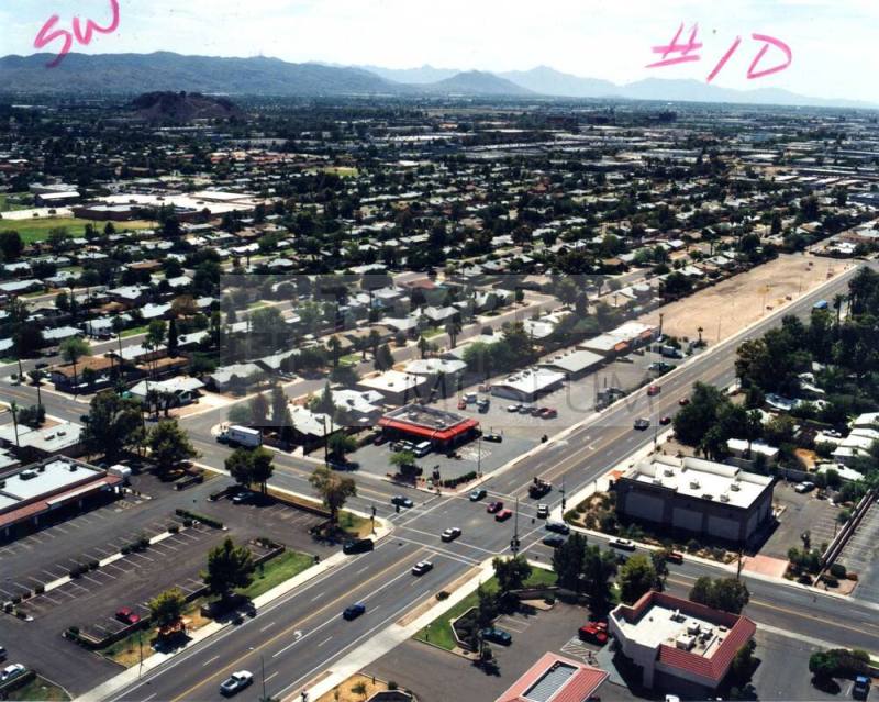 Aerial photo of University & Hardy -- northeast toward southwest