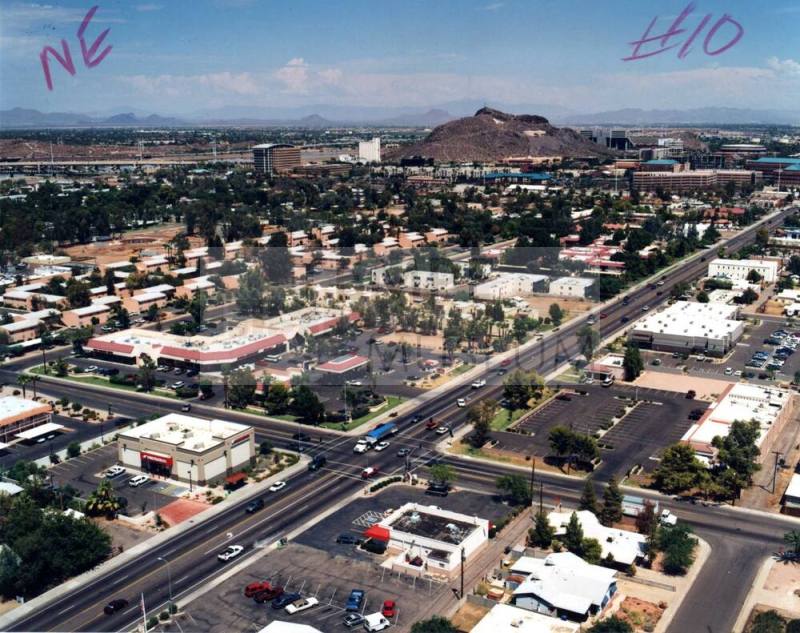 Aerial photo of University & Hardy -- southwest toward northeast