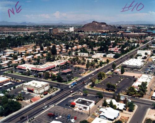Aerial photo of University & Hardy -- southwest toward northeast