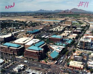 Aerial photo of University & Mill -- southeast toward northwest (ASU Tempe Center)