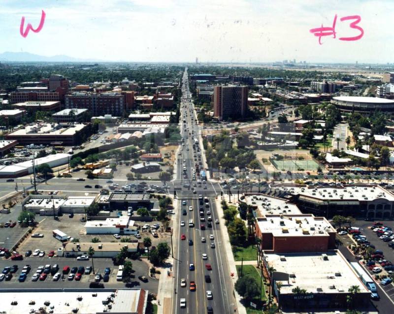 Aerial photo of University & Rural -- Shoot just east of Rural looking west (towards the ASU), get as much of the intersection and if possible get the railroad track as well