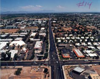 Aerial photo of University & McClintock -- Shoot from west of McClintock going east, and get as much of the intersection and the street as possible