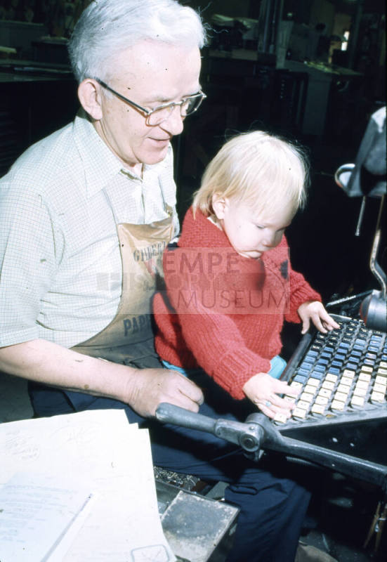 Tempe Daily News Printer with Child