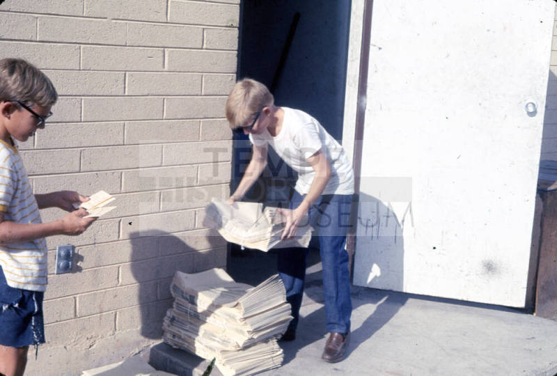 Tempe Daily News - Boys With Stacks of Newspapers