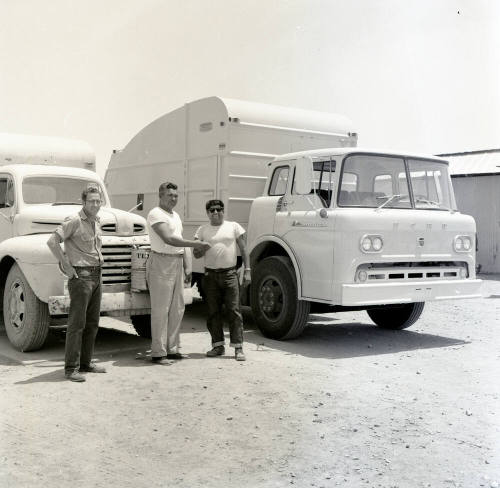 Three Men with garbage Truck
