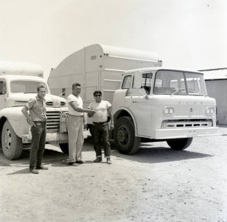 Three Men with garbage Truck