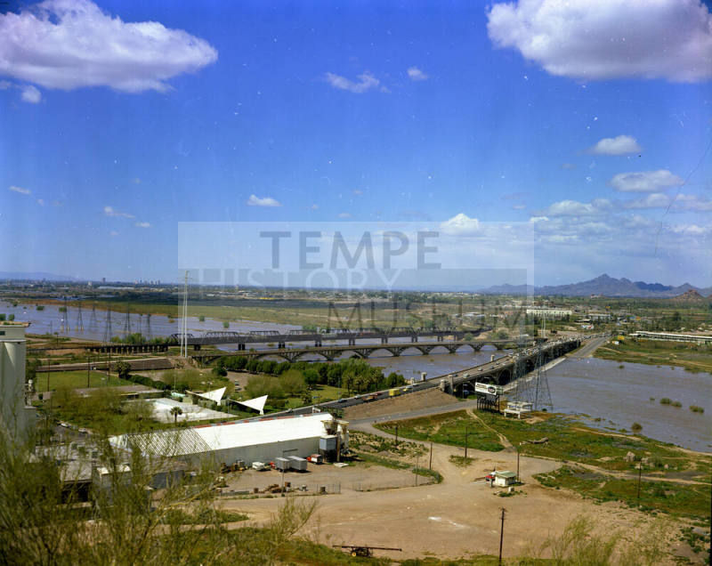 Tempe Mill Avenue Bridge and Salt River Flooding