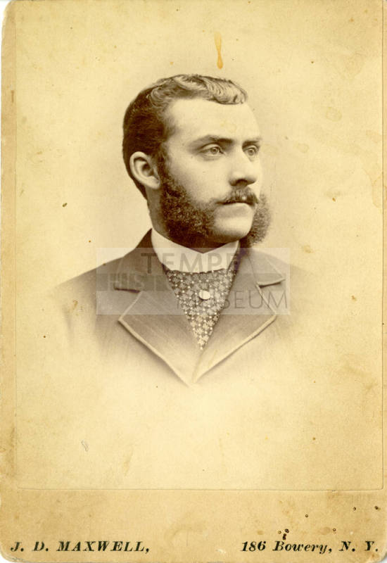Individual side portrait of Dr. Fenn J Hart taken in Bowery, NY