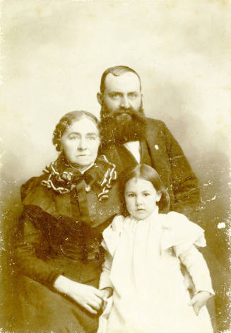 Professional portrait of Dr. Fenn J Hart with mother Melintha Tyrell Hart and daughter Mildred Muriel Hart