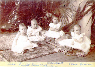 Toddler photo of Mildred Muriel Hart and three of her cousins