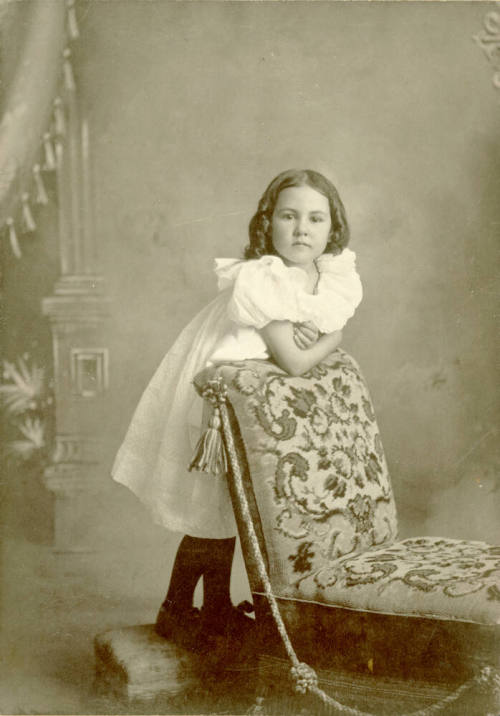 Individual portrait of a school-age Mildred Muriel Hart