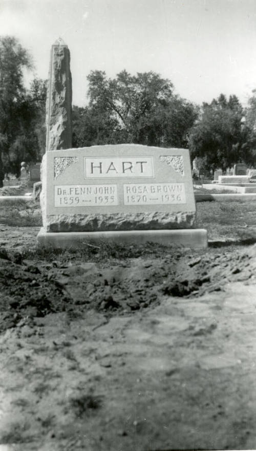 Headstones of Dr. Fenn J Hart and Rosa Ann Brown Hart at Double Butte Cemetary in Tempe