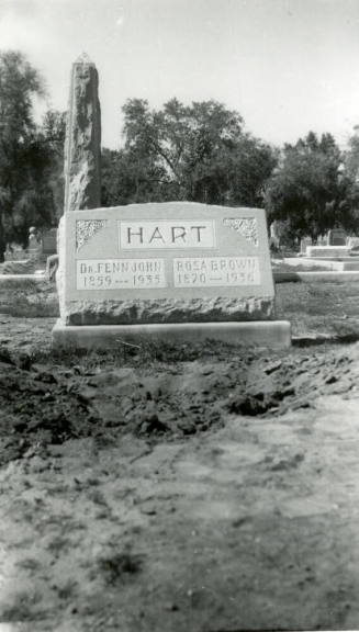 Headstones of Dr. Fenn J Hart and Rosa Ann Brown Hart at Double Butte Cemetary in Tempe