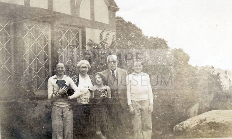 Group photo of Dr. Fenn J Hart, his wife Rosa Brown Hart and three of their grandchildren Earl, Rosemary and Fenn Hart
