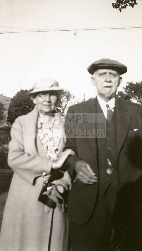 Duplicate snapshot of Dr. Fenn J Hart standing outside next to his wife at an unknown location