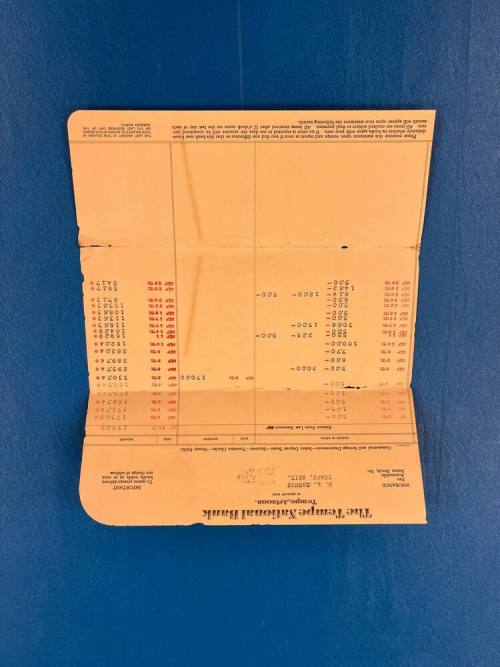 O.L. Barnes Tempe National Bank Checks and Bank Statement