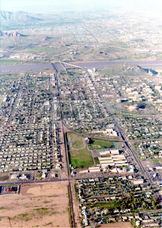 1978 Flood Aerial Photo of Downtown Tempe from a Cessna 150