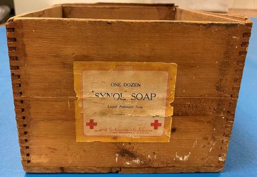 Wooden Johnson & Johnson brand Soap Box