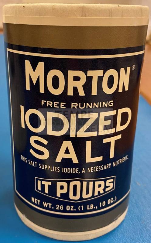 Morton brand iodized salt container
