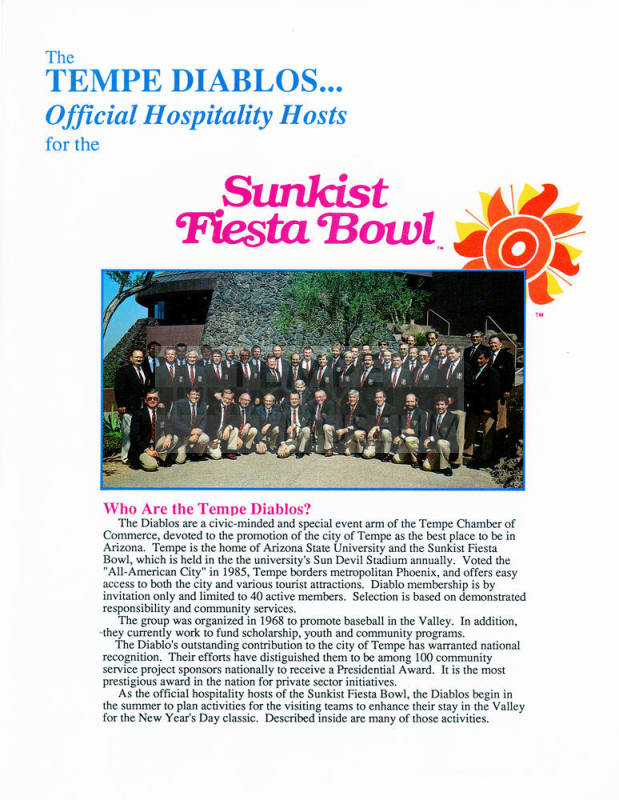 Tempe Diablos Promotional and Information Brochure for the Sunkist Fiesta Bowl