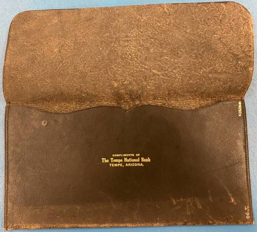 Tempe National Bank brown leather money pouch