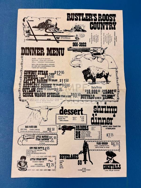 Rustler's Roost Country Menu