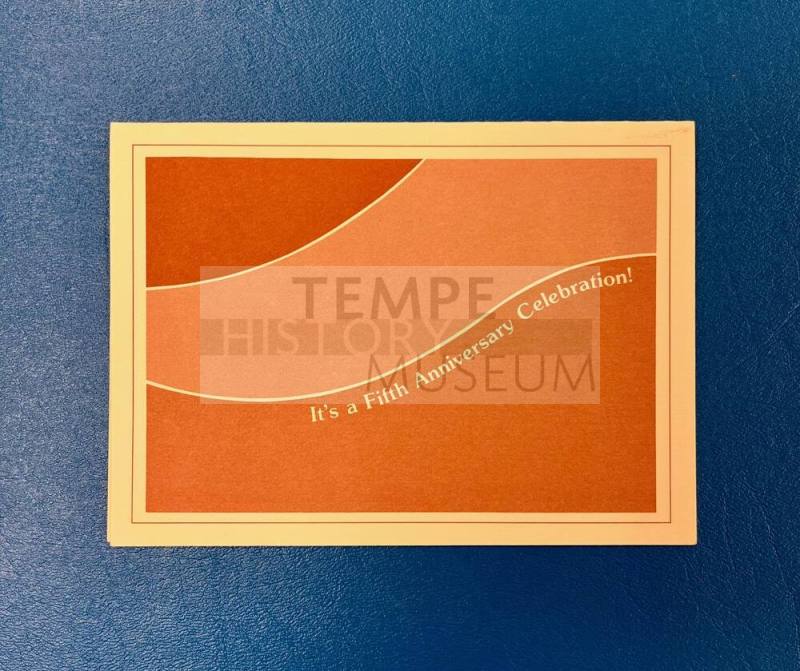 Invitation card to the Fifth Anniversary of Friendship Village of Tempe