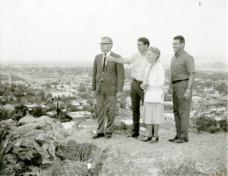 Guess Birchett and three men Looking Across Tempe from Tempe Butte