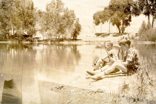 Two Boys Fishing in a Park