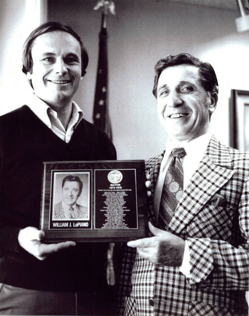 Harry Mitchell and William "Bill" LoPiano with Mayor Plaque