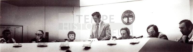 Mayor William LoPiano at meeting at City Council Meeting with other Officials