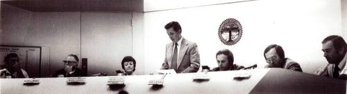 Mayor William LoPiano at meeting at City Council Meeting with other Officials
