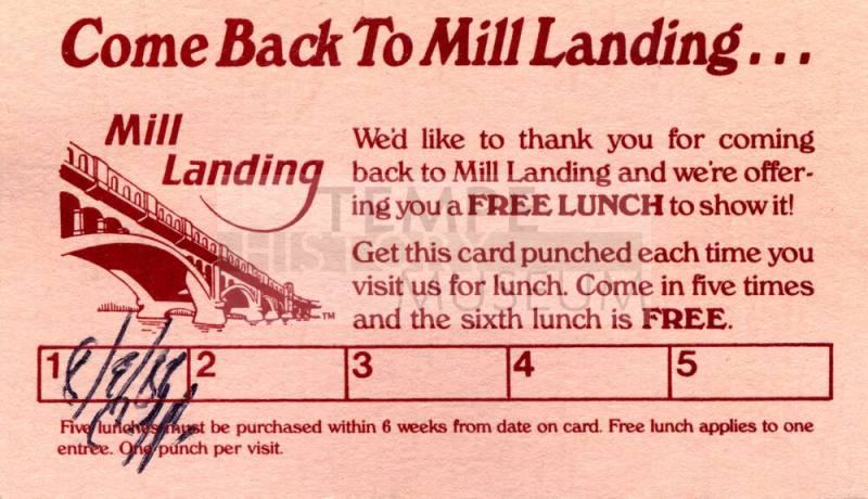 Mill Landing Restaurant Business Card