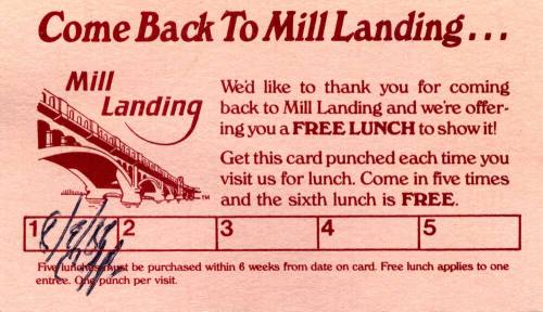 Mill Landing Restaurant Business Card