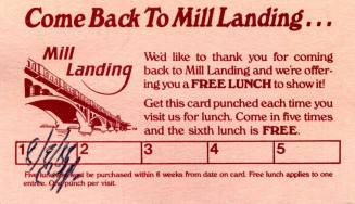 Mill Landing Restaurant Business Card