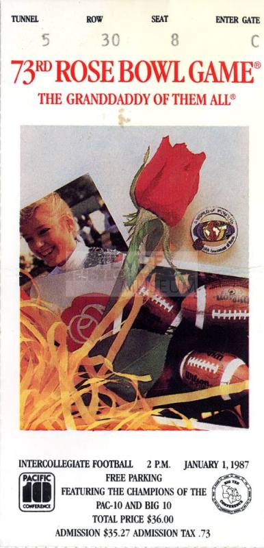 73rd Rose Bowl Game Football Ticket