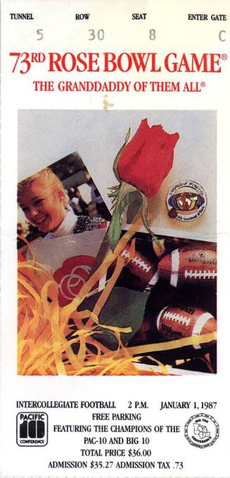 73rd Rose Bowl Game Football Ticket