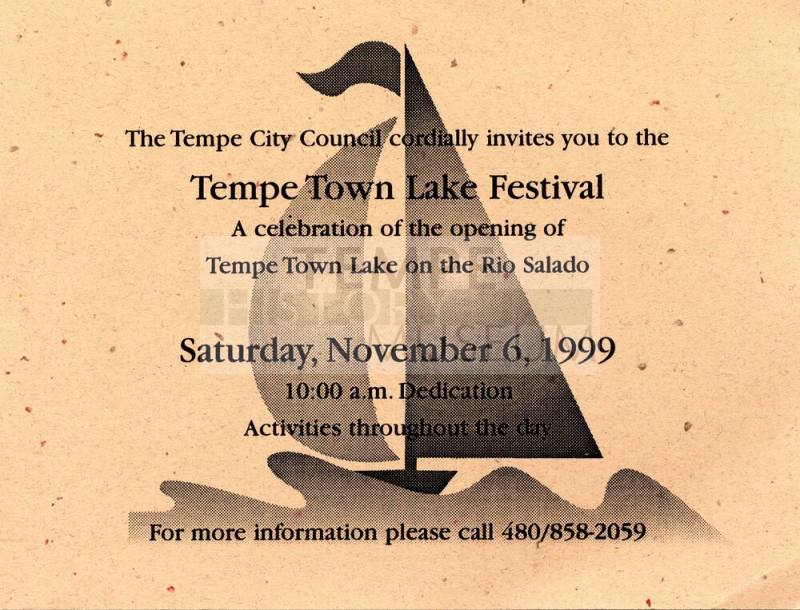 Tempe Town Lake Dedication Festival Invitation