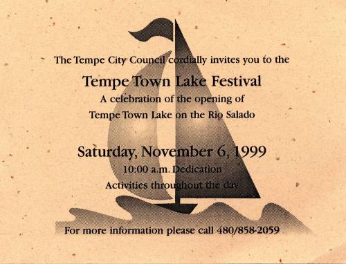 Tempe Town Lake Dedication Festival Invitation