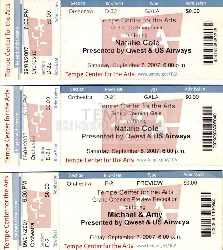 Tempe Center for the Arts Grand Opening Shows Tickets