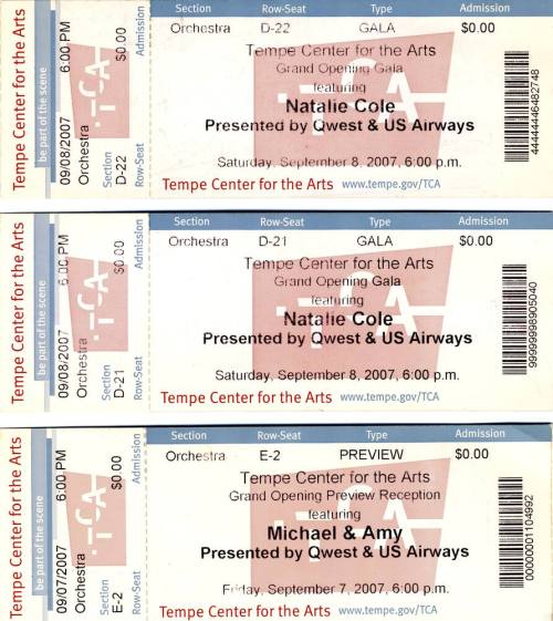 Tempe Center for the Arts Grand Opening Shows Tickets