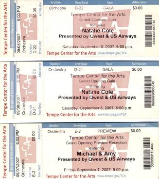Tempe Center for the Arts Grand Opening Shows Tickets
