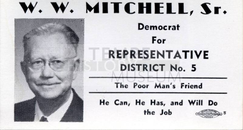 W. W. Mitchell Sr. Arizona Representative Campaign Card