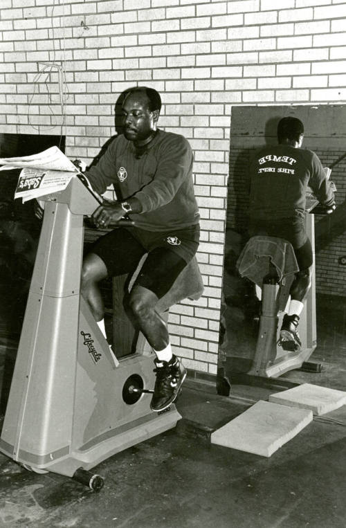 Tempe Fire Department Fire Man on Stationary Bike